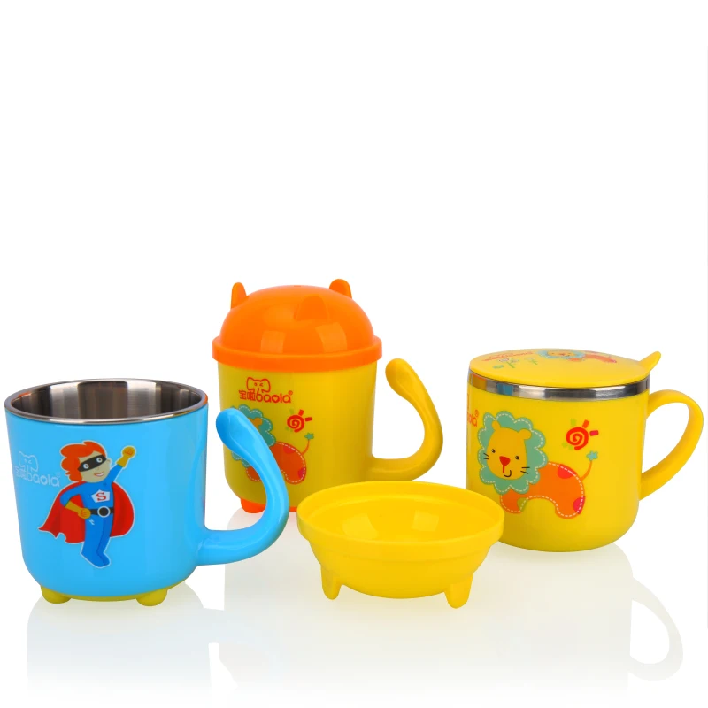 Детская обучающая чашка для питья с крышкой съемная кружка кормления из
