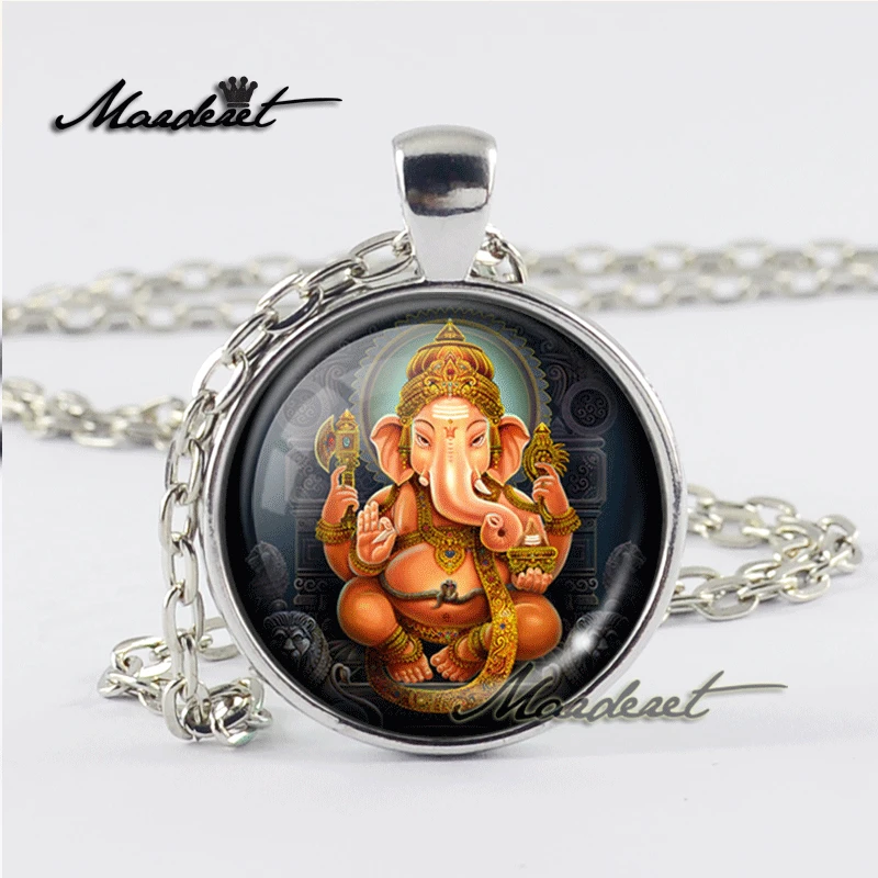Maderet Ganesha художественное стекло кабошон ожерелье ручной работы ювелирное