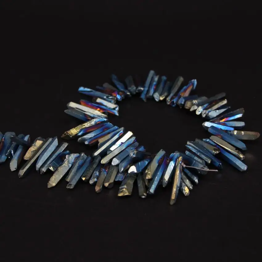 Бусины россыпью с отверстием сверху и кварцем из титана 15 5 дюйма нитка синего