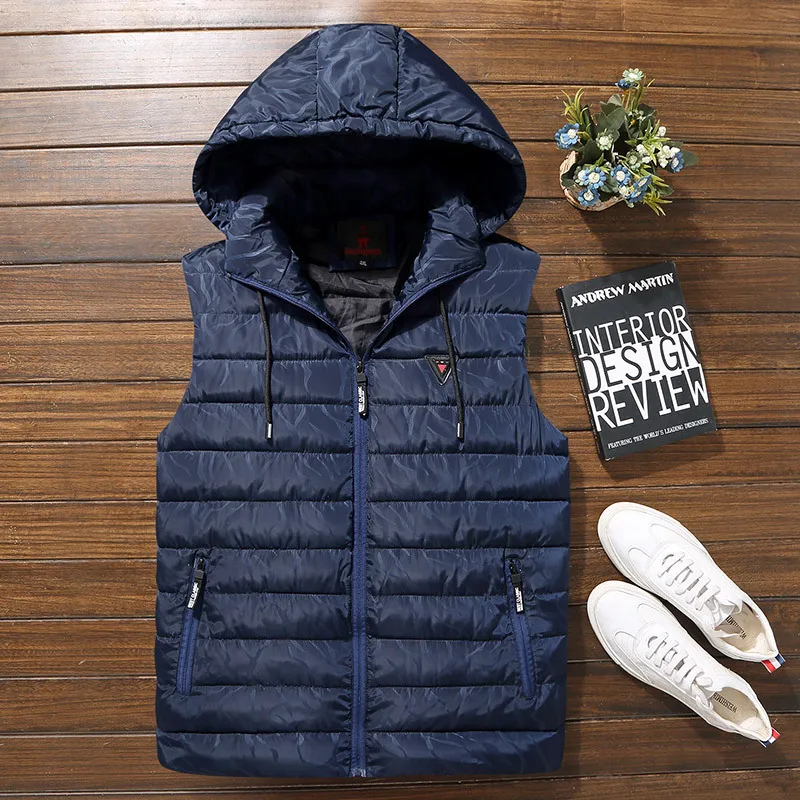 Plus Large Size Big Men Vests Hooded Camouflage Blue 5XL 7XL 8XL 9XL Sportwear Hipster Winter Warm Vests Cotton-padded Waistcoat