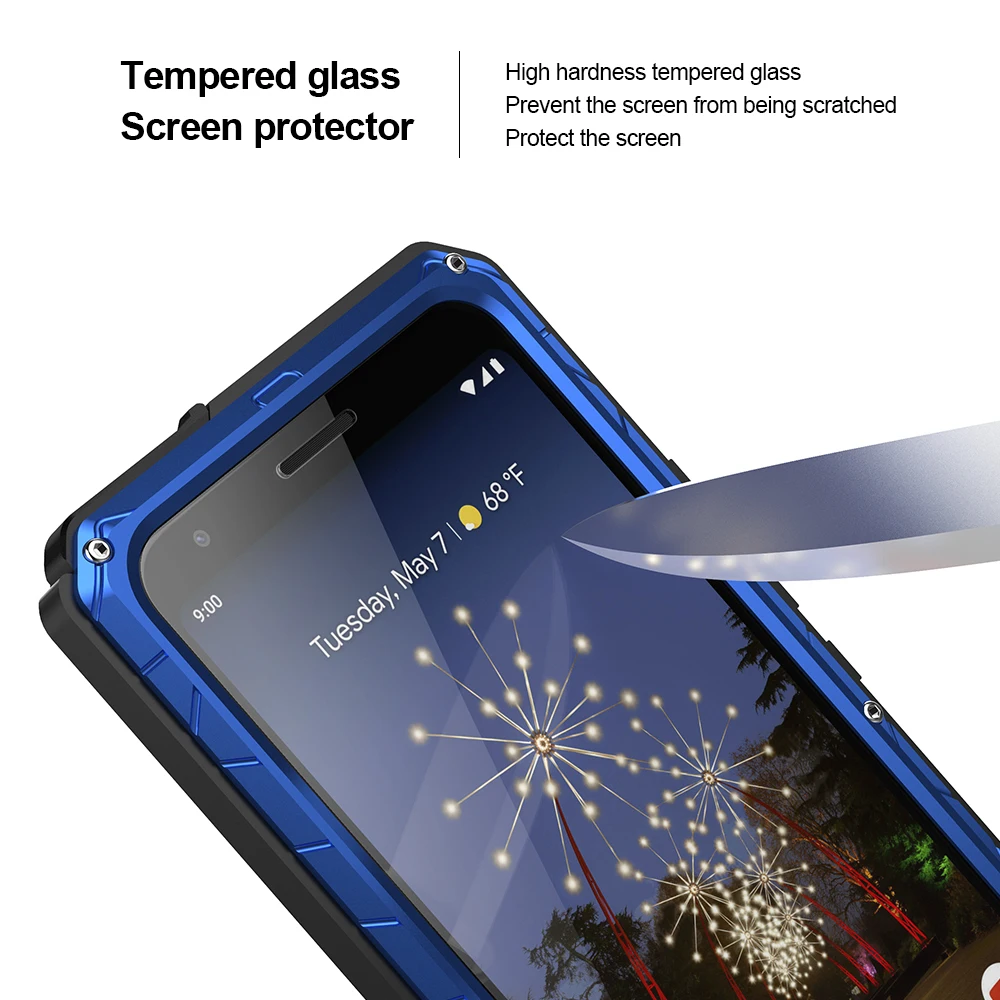 Чехол для Google Pixel 3A Алюминиевый металлический стеклянный протектор экрана