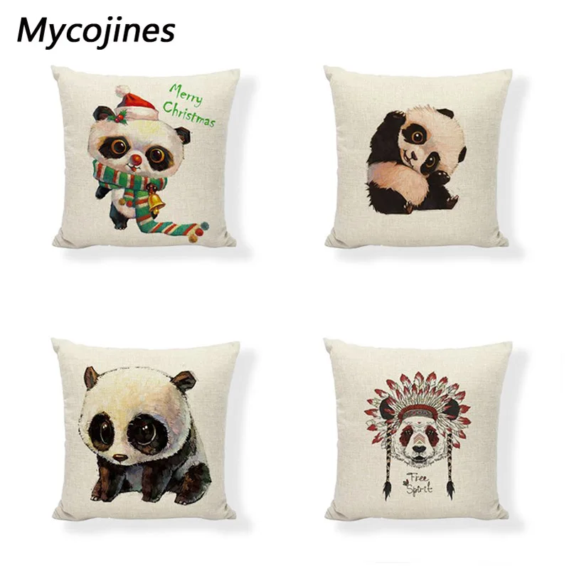 Рождественская наволочка в виде панды декоративная стиле поп арт для дома и