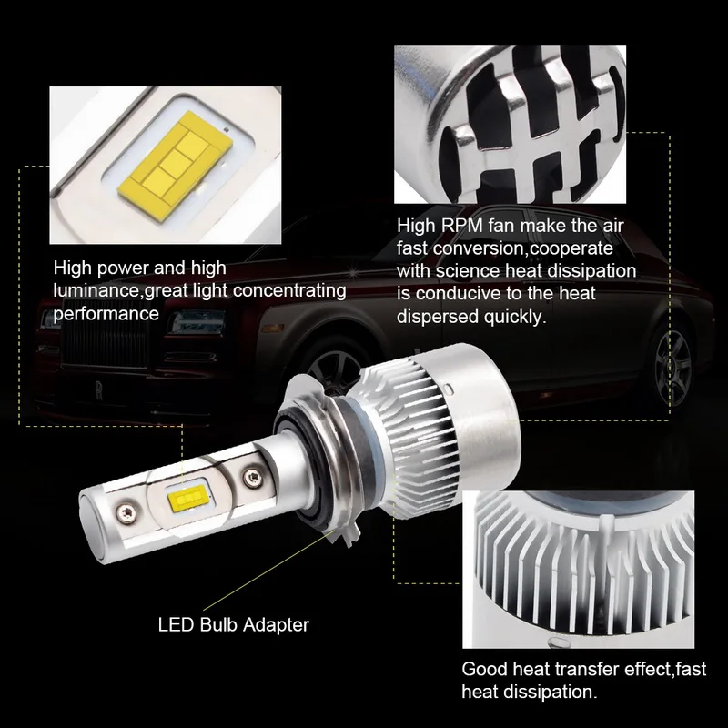 Автомобильные светодиодные лампы H7 H4 H8 H9 H11 70 Вт 6000 лм|Передние LED-фары для авто| |