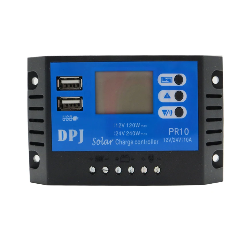 RP10 DC 12V 24V Авто 10A 100W 200W за максимальной точкой мощности, Солнечный контроллер заряда PWM регулятором солнечного солнечная батарея зарядное устройство для батареи Регуляторы PV с ЖК-дисплей Дисплей и 5V