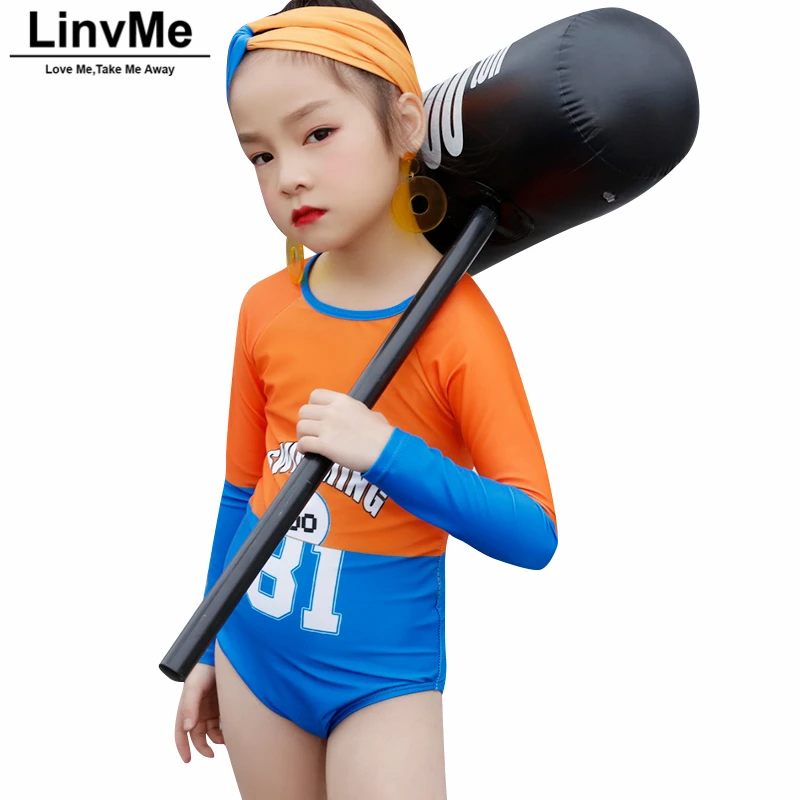 Linvme 2018 девушки купальник Одна деталь с принтом для девочек Купальники ванный