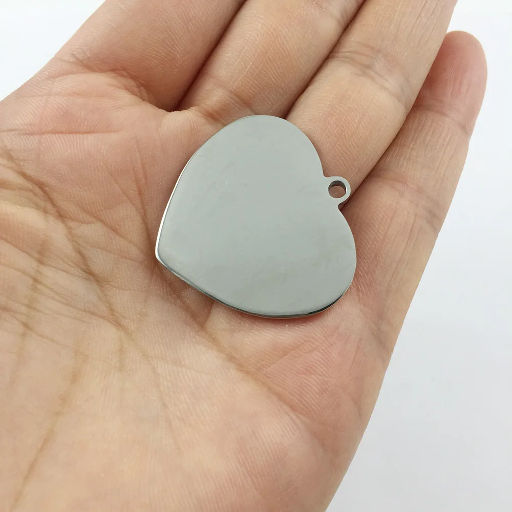 

1000pcs/lot Pendant Personalized Customized Engraved Stainless Steel Heart Shaped Pendant Pet ID Tag Pets keepsake
