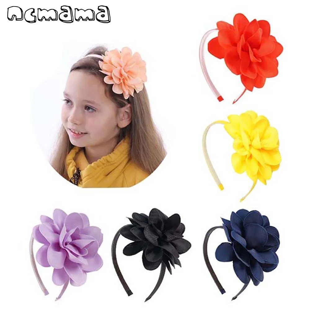 Ncmama Grosgrain однотонные обруч для волос из бутика с большим цветком и повязка на