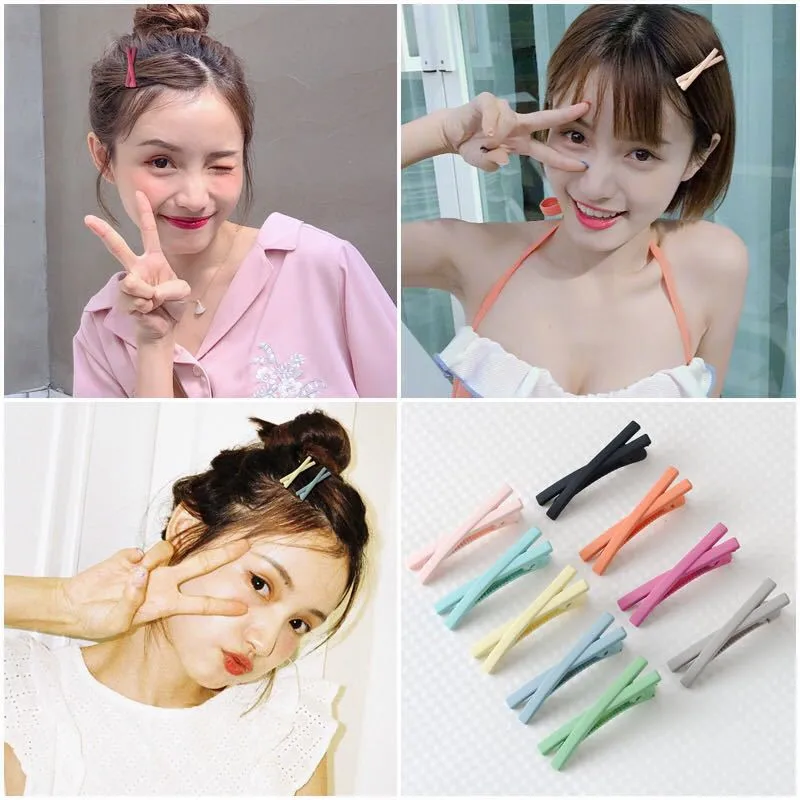 

10pcs Cute hot Girls' Hair Clips Children Snap Hair Clip Hair Accessories Safe Hairpins For Kids Girl Color cross bangs clip