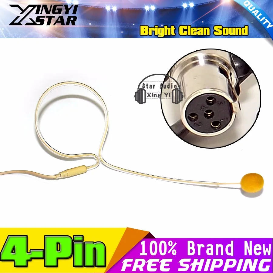 Цвет кожи мини XLR 4 Pin TA4F проводной один Заушник конденсаторный микрофон гарнитуры для Shure беспроводной системы поясной передатчик