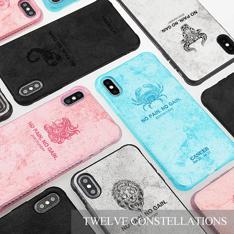 Phone Case For iphone 7 8 6 6s plus X Xs max XR Cover Twelve constellations Embossed Cases |