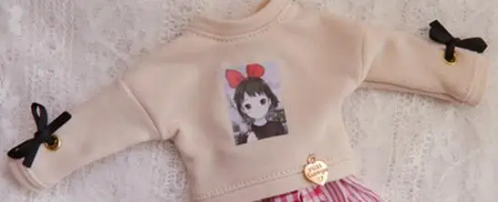 T-shirt Одежда для куклы Blyth футболка с длинными рукавами и рисунком+ юбка для Licca azone Holala 30 см Blyth свитер наряд для 1/6 Куклы Аксессуары - Цвет: T-shirt