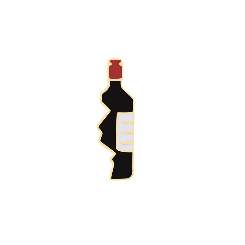 1pc Wine Bottle 2 шт./компл. Brocken Сердце эмали штырь креативные бутылки вина чашка брошь в виде пиццы Для женщин Для мужчин Куртки Нагрудный значок для влюбленных ювелирные изделия - Окраска металла: 1pc Wine Bottle