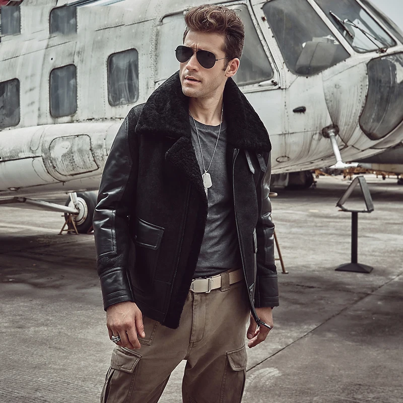 Новинка 2017 года оригинальная летная куртка черная B3 кожаная из овчины мужская