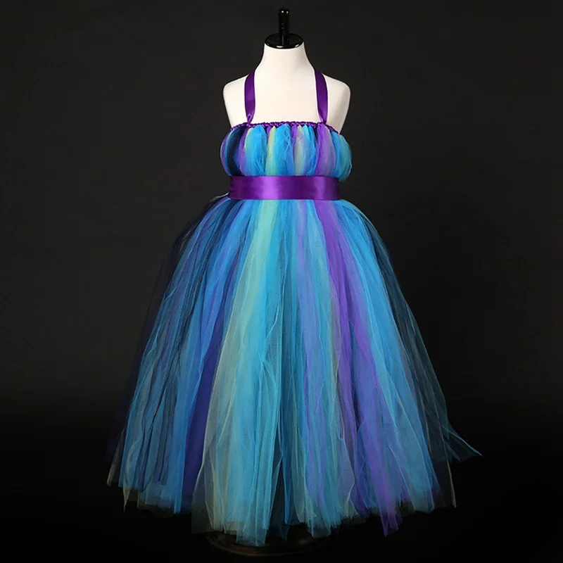 Платье-пачка для девочки длинное платье ручной работы в виде павлина свадьбы дня