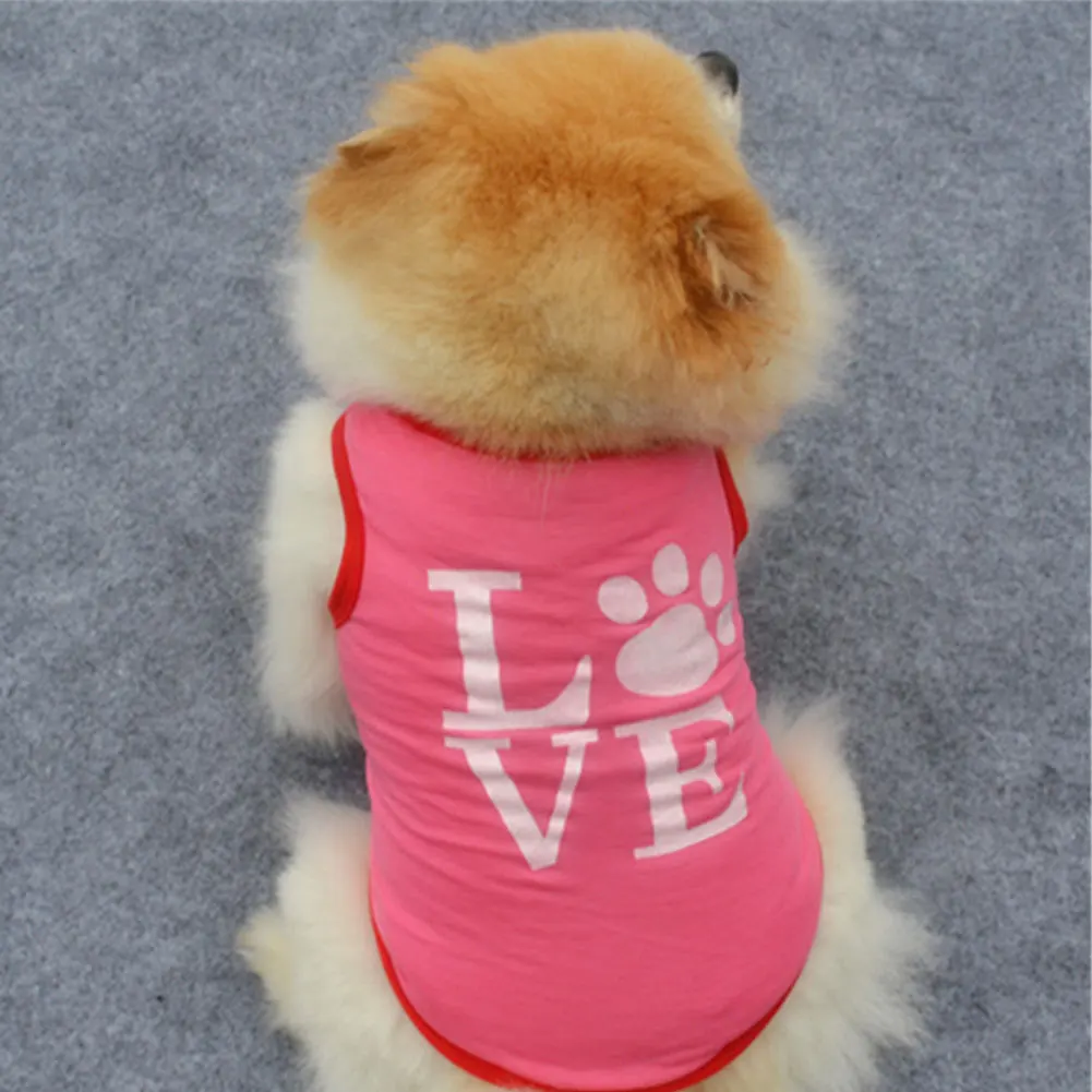 Модная Милая тонкая одежда для щенков майка с сердечком спортивная собак подарок