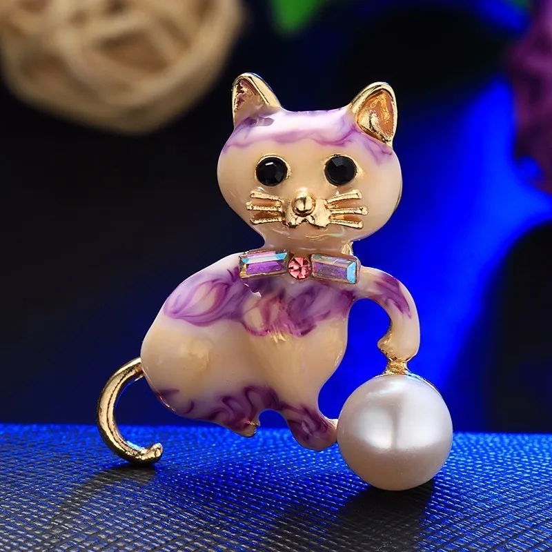 Hengsheng натуральным жемчуг брошь для Для женщин кошка Форма