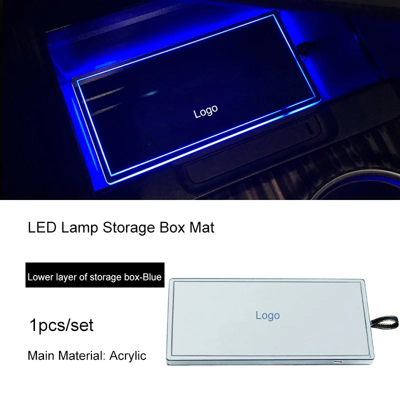 Storage Lower Blue QHCP светодиодный держатель для стакана воды стикер акриловый светильник коробка для хранения коврик украшения аксессуары для Toyota Camry - Название цвета: Storage Lower Blue