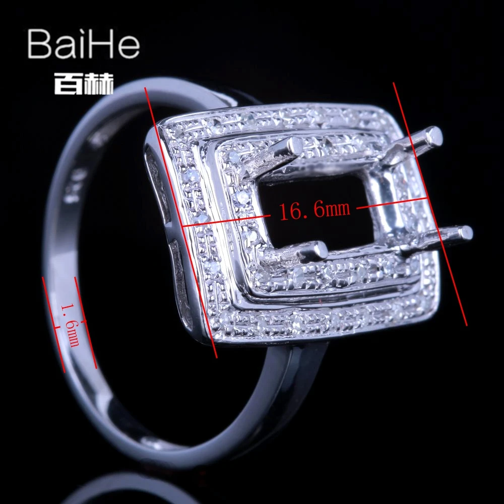 BAIHE Solid 14K белое золото (AU585) сертифицированное обручальное кольцо с подушками для