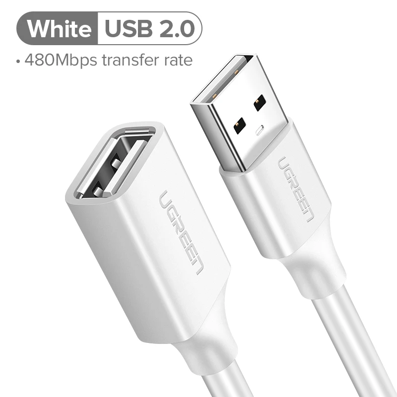 Ugreen USB кабель-удлинитель USB 3,0 кабель для Smart tv PS4 Xbox One SSD USB3.0 2,0 для удлинителя кабеля передачи данных мини USB кабель-удлинитель - Цвет: USB 2.0 - White