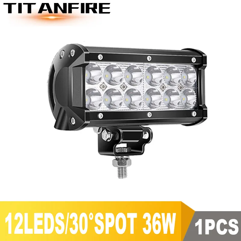1PCS 36W 7inch SPOT DS 4 7 12 18 дюймов 18 Вт 36 Вт 72 Вт 108 ВТ внедорожный светодиодный рабочий светильник светодиодный бар для мотоцикла Трактор Лодка 4WD 4x4 грузовик внедорожник ATV 12 в 24 В - Цвет: 1PCS 36W 7inch SPOT