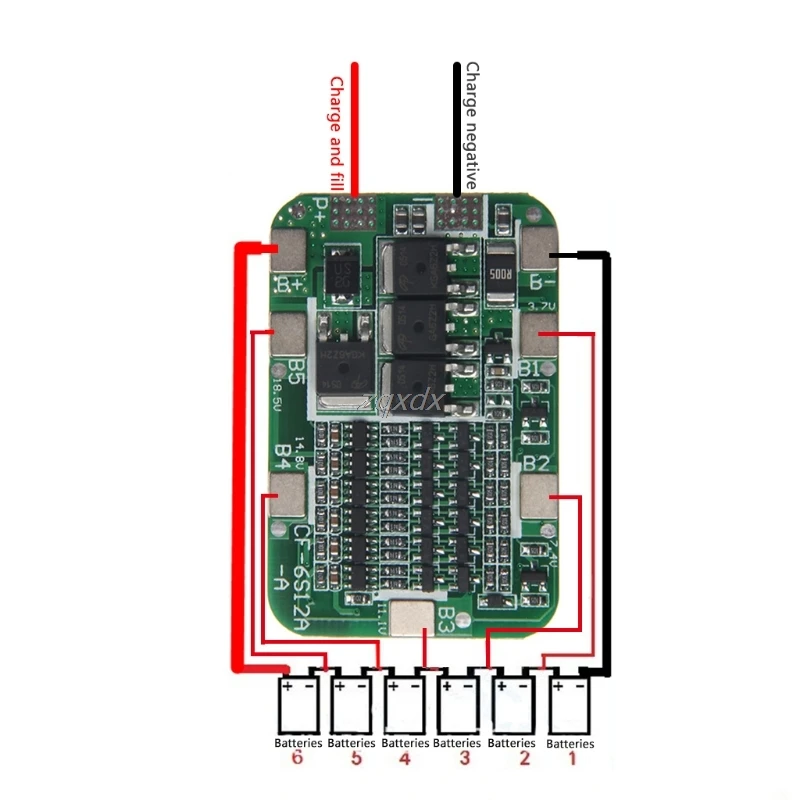 Плата защиты PCB BMS 6S 15A 24 В для 6 упаковок 18650 литий-ионный аккумулятор модуль ячейки