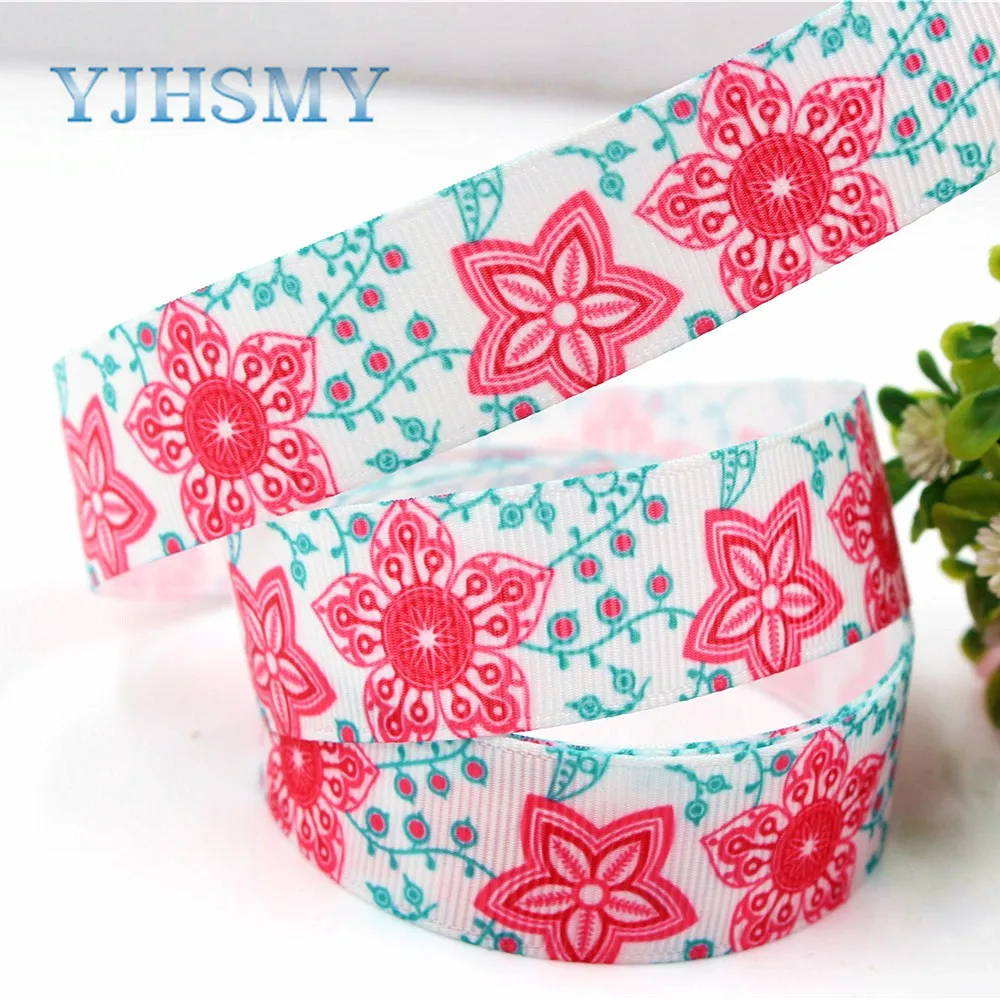 YJHSMY H 17523 917 10 ярдов 22 мм мультфильм цветок термопечать grosgrain Свадебные аксессуары