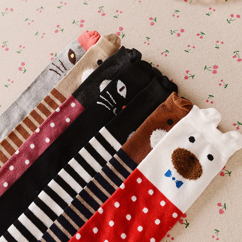 Новые модные детские чулки для девочек хлопковые теплые мягкие с рисунком зимние
