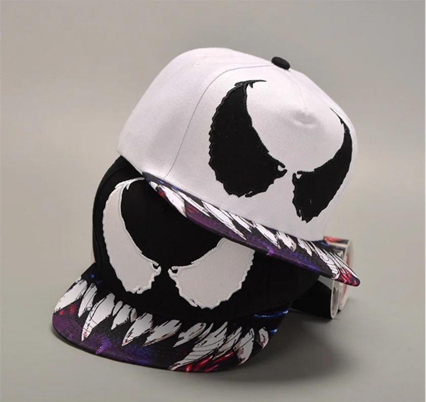 Веном Косплей бейсбольная кепка большие глаза вышивка хип хоп Уличная плоская