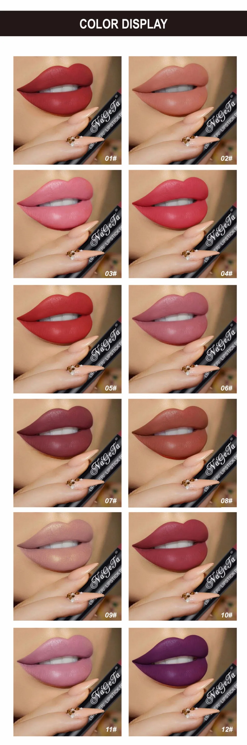 Нюдовая стойкая влажная матовая помада maquillaje batom 12 красочная Сексуальная Красная розовая бархатная подводка для губ помада-карандаш красота
