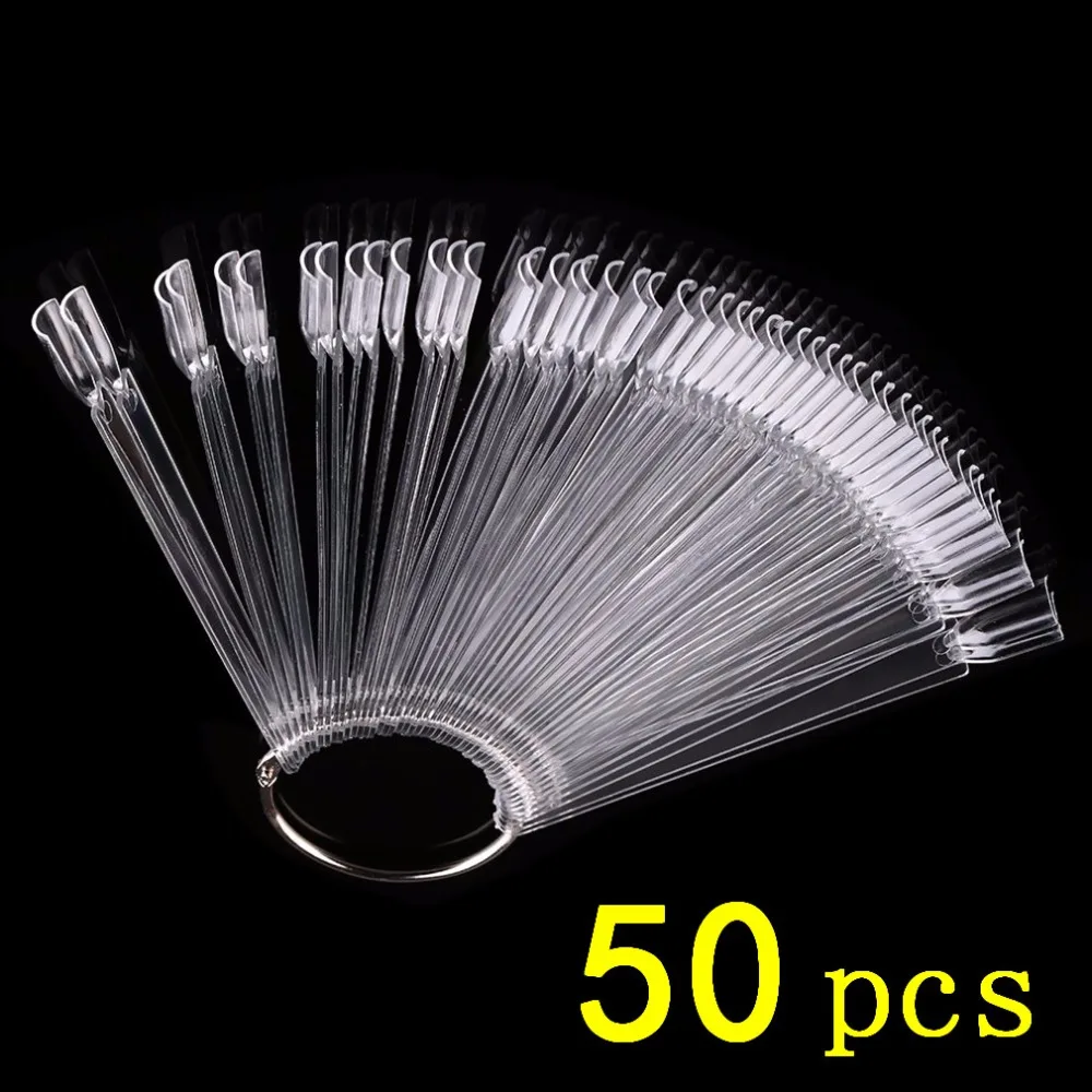 

50Pcs False Fake Nails Color Chart Artificial Nails Transparent Natural Fan Board Display Nail Art Tips Wholesale Drop Shipping