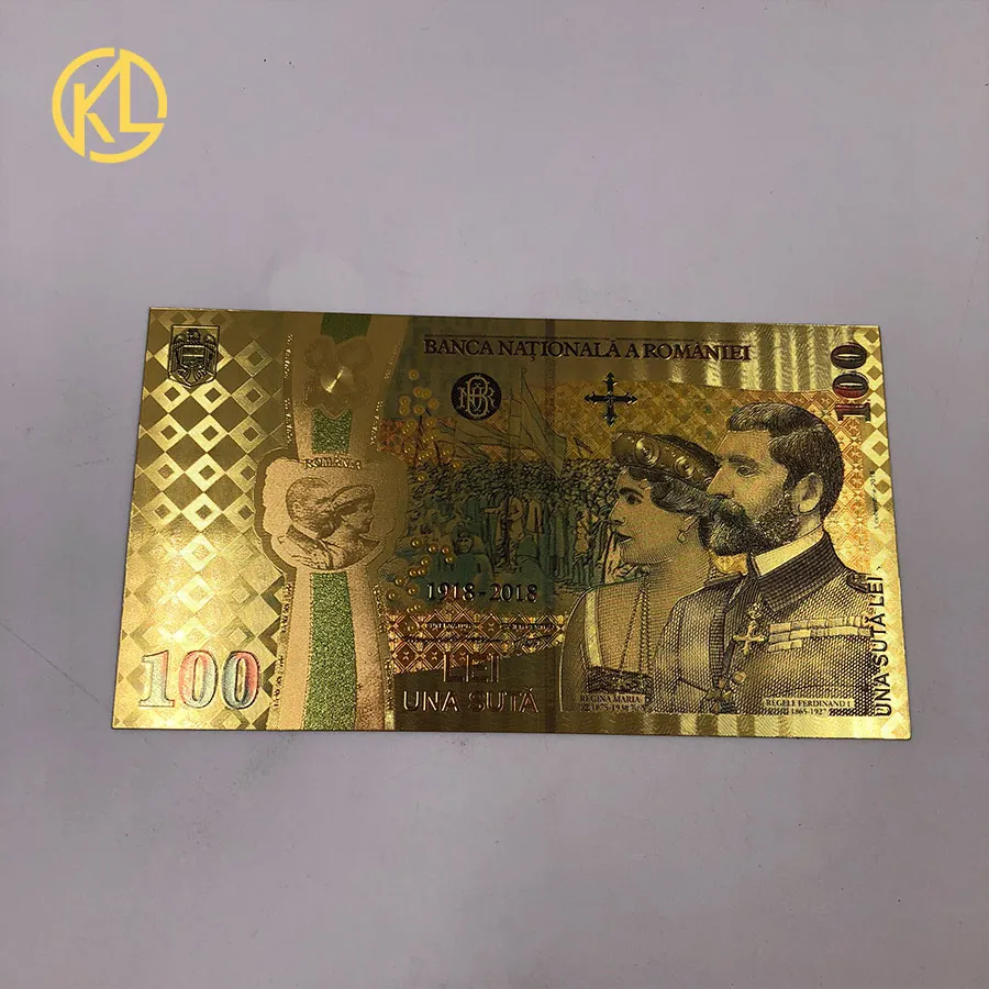 KL 1 шт. Цветная Пластиковая Золотая фольга для банкнот румынская сувенирная