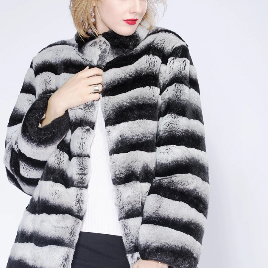 Real Fur Winter Jacket Women Mandarin Collar Short Thick Warm Winter Women Rex Rabbit Coat Real Natural Fur Coats