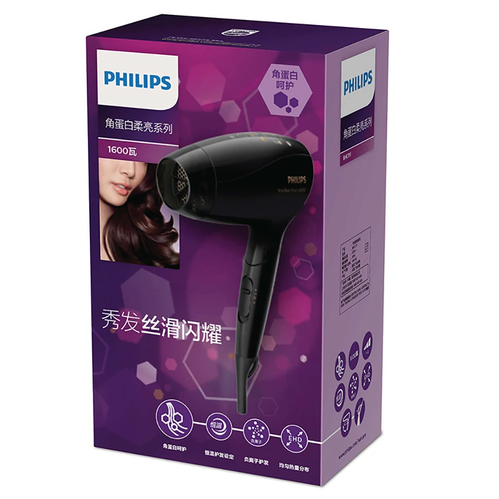 

PHILIPS Foldable Hair Dryer BHC111 Professional SPA Technology with High Power Anion Portable for Household Air Blower