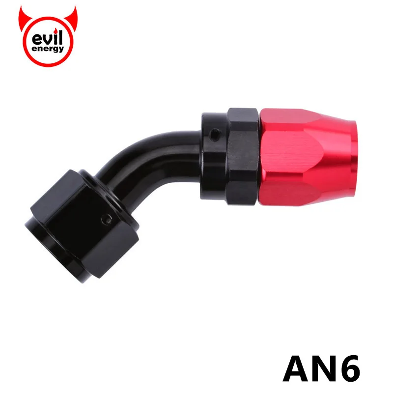 

evil energy 6AN AN-6 45 Degree Swivel Hose End Anoized Aluminum Hose Adapter Oil Fuel Fitting Oil Cooler Kits Red And Black