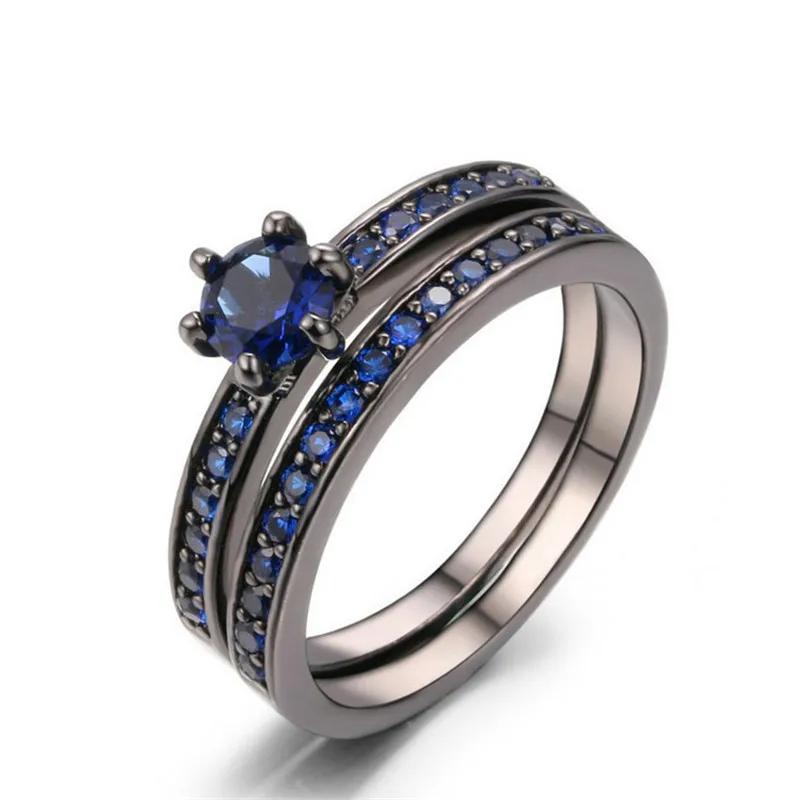 Не вызывает аллергию темно-синее нано-камнем комплекты обручальных колец