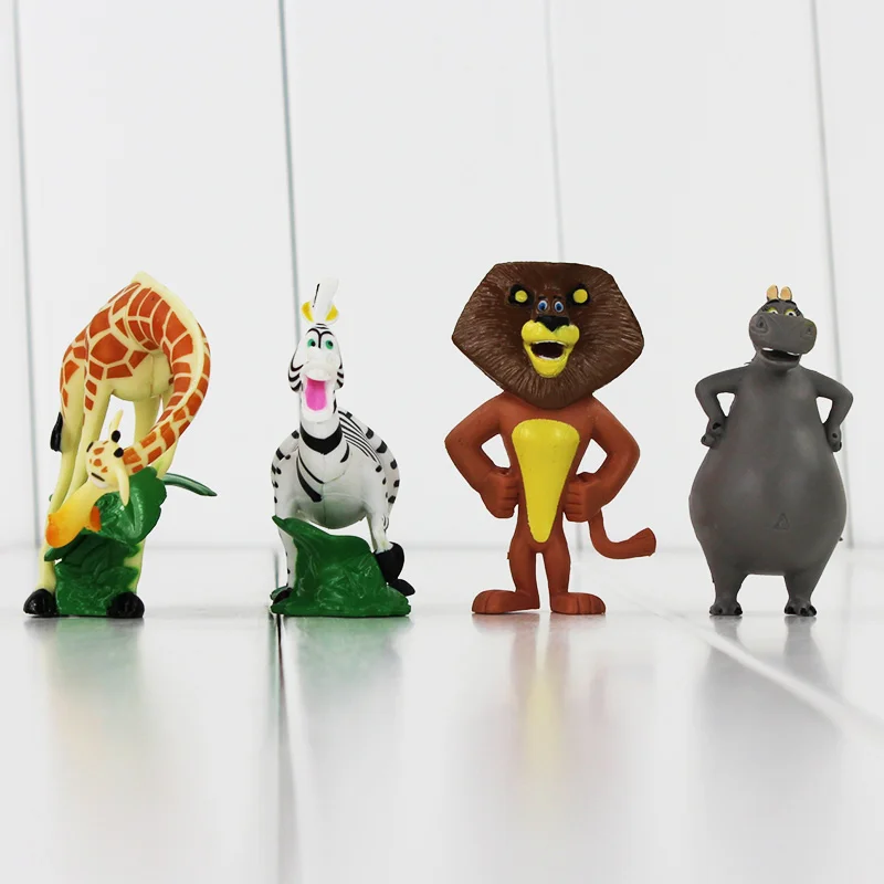 4 шт./лот Фильмы и ТВ мадагаскарский Алекс Глория Марти Мелман ПВХ экшн фигурка