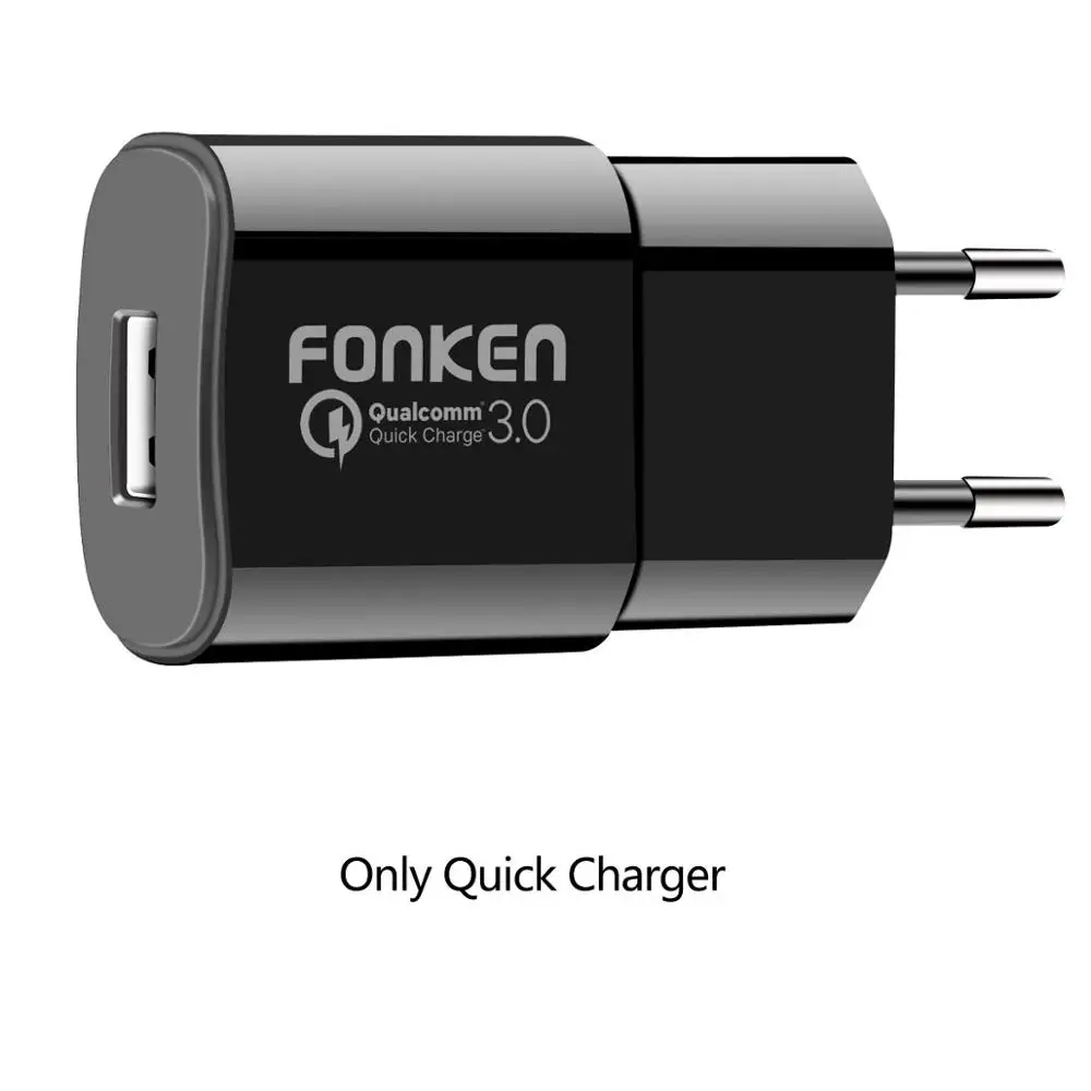 Black FONKEN 18 Вт USB зарядное устройство Quick Charge 3,0 быстрое зарядное устройство QC3.0 QC2.0 портативный настенный USB адаптер зарядка для мобильных телефонов зарядные устройства - Тип штекера: Black