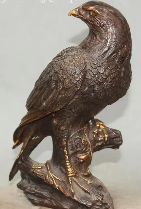 9 &quotКитайский Бронзовый позолоченный фэншуй свирепый Орел костюм сокола ястреба