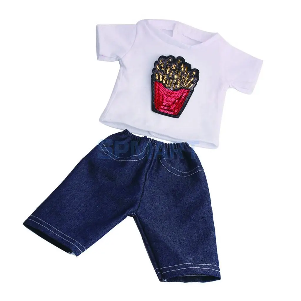 Повседневная футболка с рисунком картошки фри и джинсовые брюки наряд для кукол