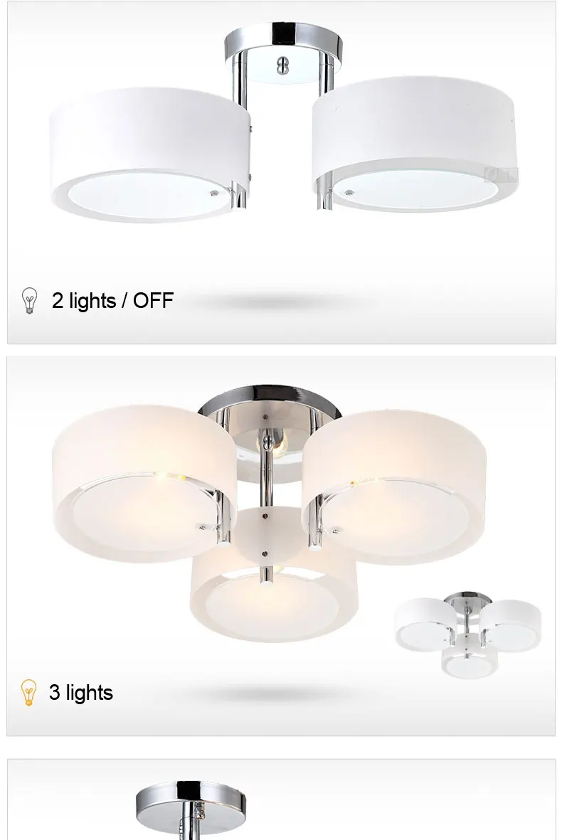 Lustres Brief Home Deco, Круглый акриловый потолочный светильник для гостиной, современный светильник DIY для Спальни 3* E27, хромированная железная потолочная лампа