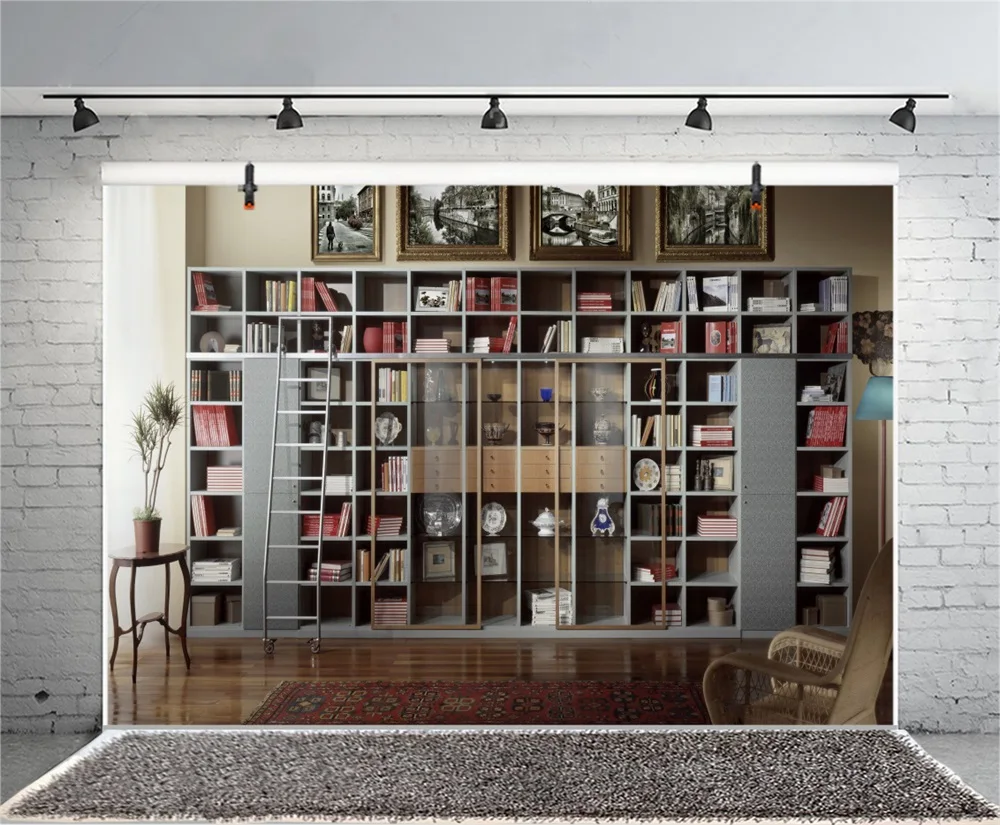 Laeacco Room Interior Shelf Book Chair Plant Photo Photography Backgrounds Customized Photographic Backdrops For Studio | Электроника