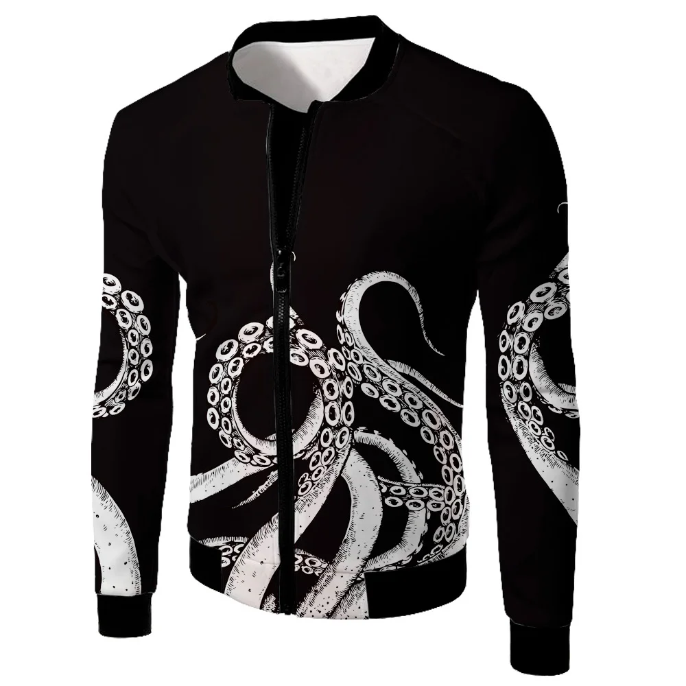

Fashion Men Bomber Jacket Hip Hop Octopus legs Designs Slim Fit Pilot Bomber Jacket Coat Men Jackets Plus Size free shipping