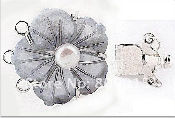 2 шт./лот Голубой СС Shell Резные Цветочная Бисера Застежка 3Row F0005 9|bead clasps|clasp beadsshell