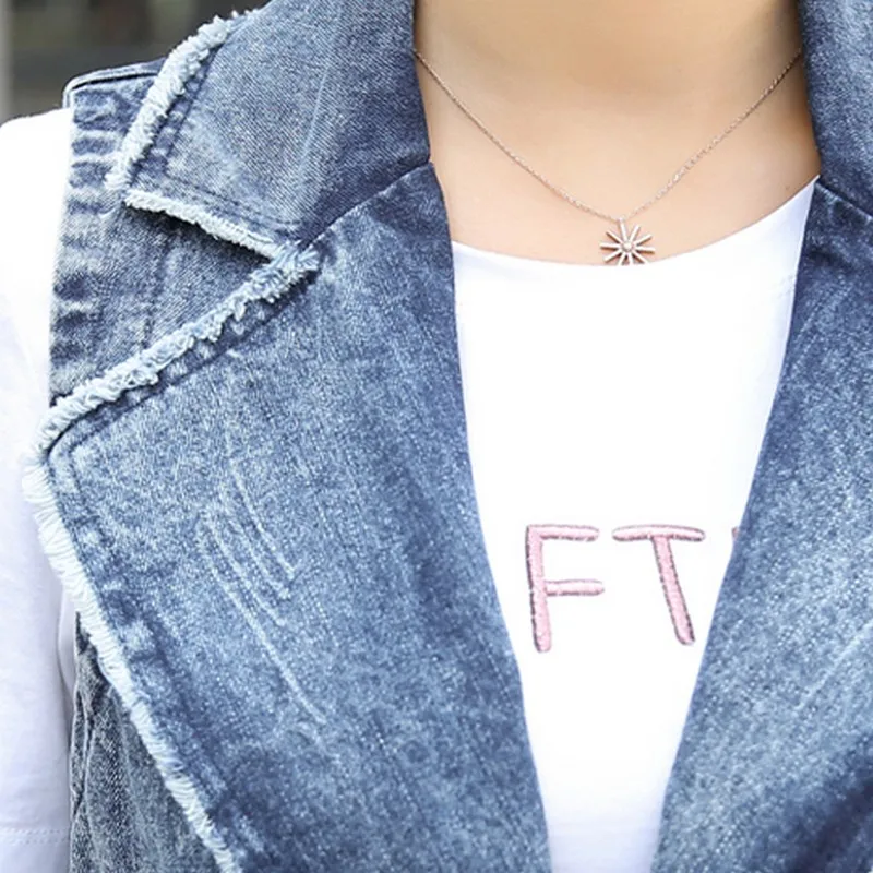 PLAMTEE без рукавов Длинный джинсовый жилет для женщин большой размеры Кардиган