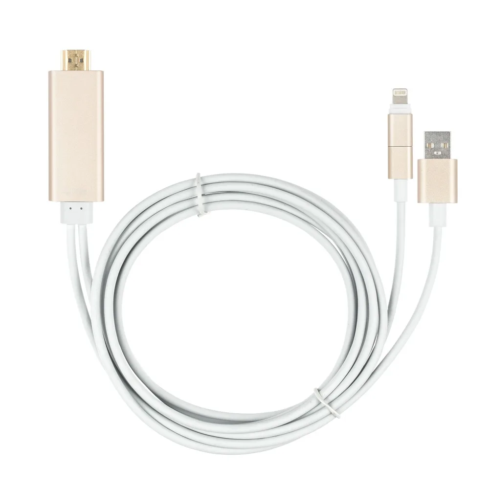2 в 1 AirPlay 8pin/Micro USB Кабель адаптер к HDMI ТВ AV синхронизации Кабели для iPhone 5 /6/5S/6 s и