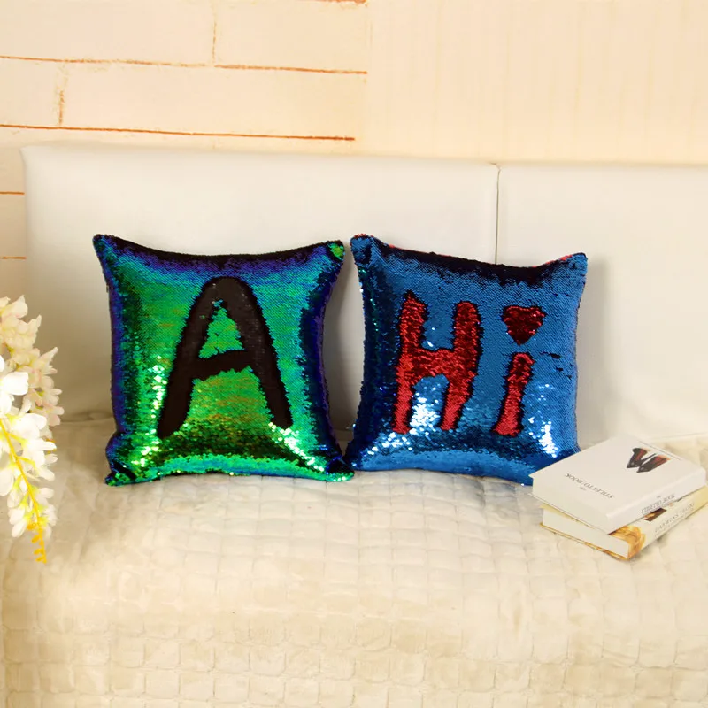 DIY Русалка двухцветным пайетки Подушки Детские Дело магические Пледы Цвет
