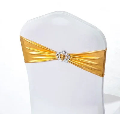 Металл Золотой блестящий цвет ленты из спандекса на стулья Свадебная лента стул