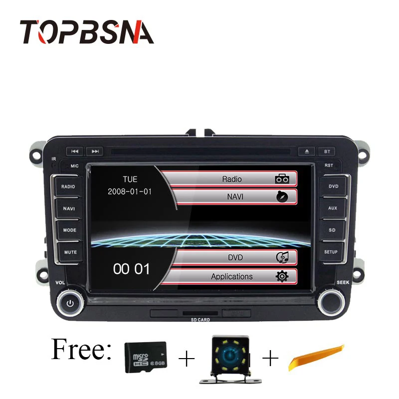 TOPBSNA 2 Din Автомобильный Радио плеер для VW Golf 5/6 Passat b7/cc/b6 SEAT leon Tiguan Skoda Octavia GPS