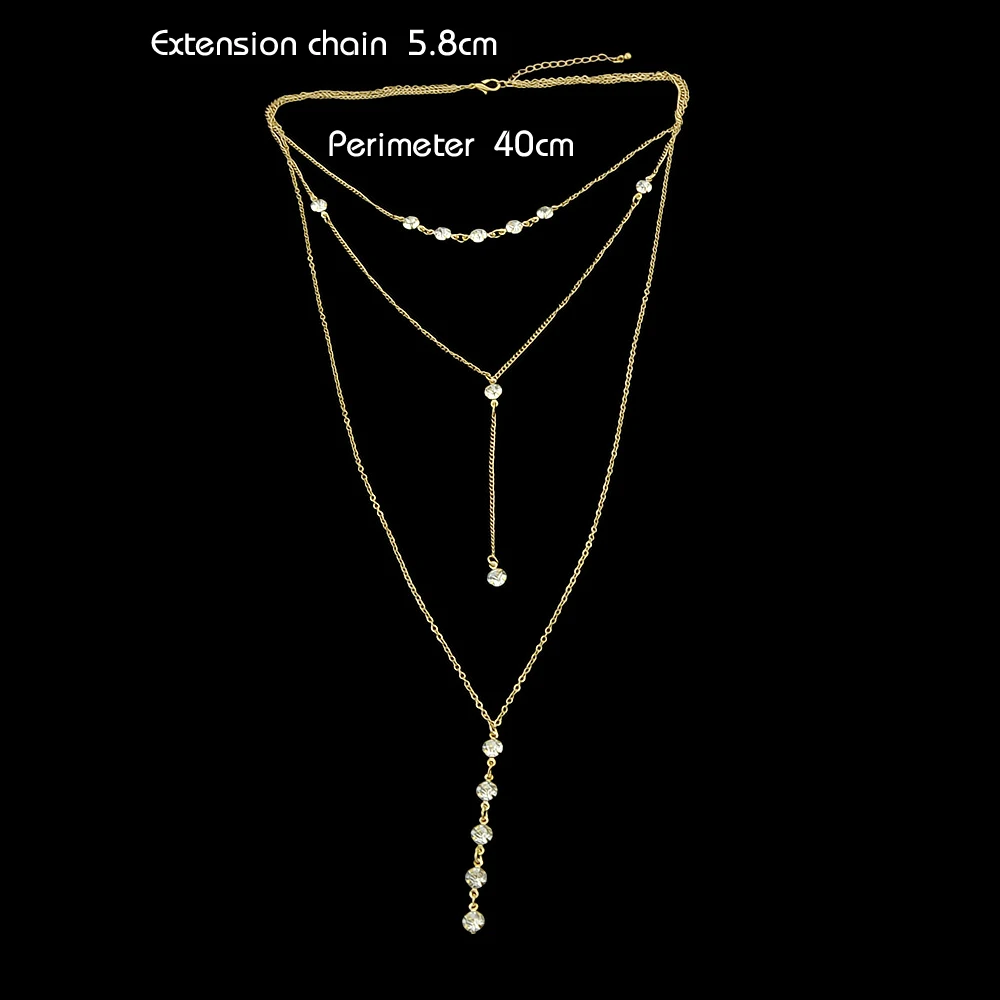 Feelshine BOHO Ювелирных изделий Цвет серебро длинные нескольких слоев цепи с горный