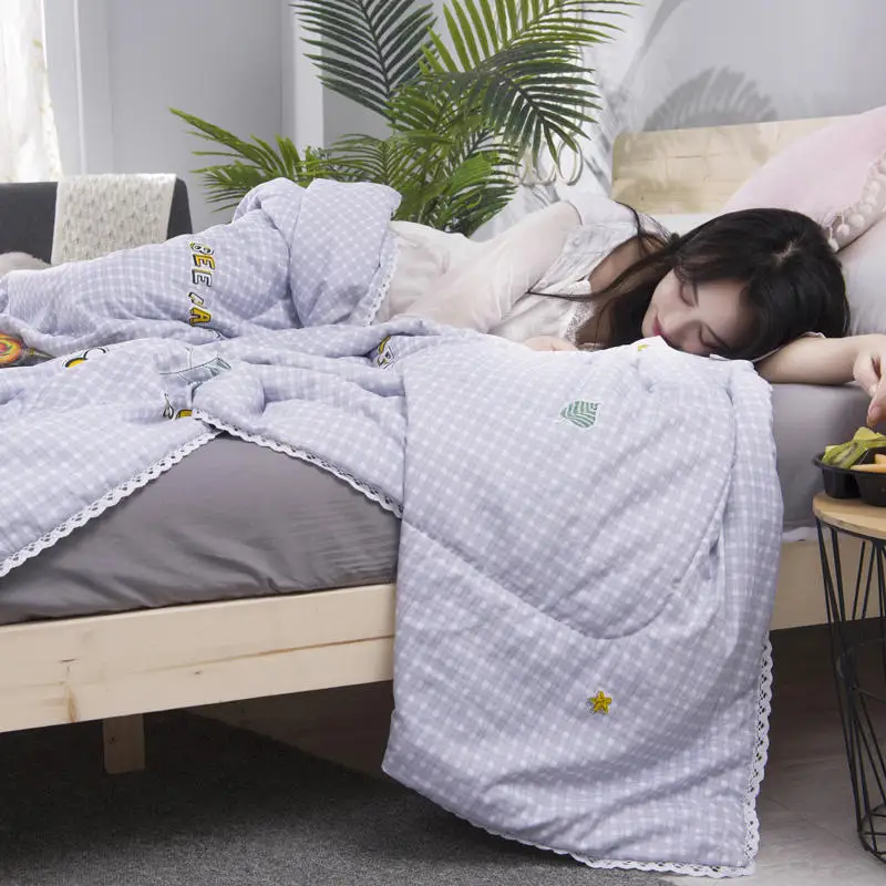 Leaf Pattern Soft Skin-friendly Summer Duvet Washed Cotton Thin Quilt Children Adults Duvet Pillowcase Wholesale(200x230cm